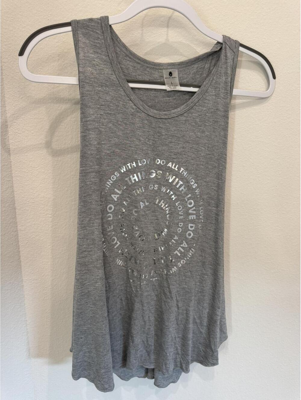 Spiritual Gangster Gray Sleeveless Tank Top Size Large